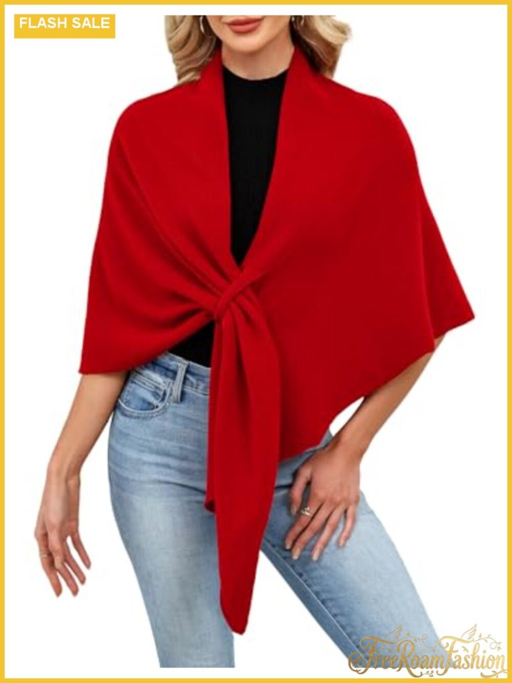 Womens Soft Knitted Open Front Poncho Sweater Wrap Shawl